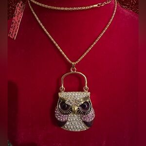NWT: BJ Elegant Owl Purse Pendant Necklace